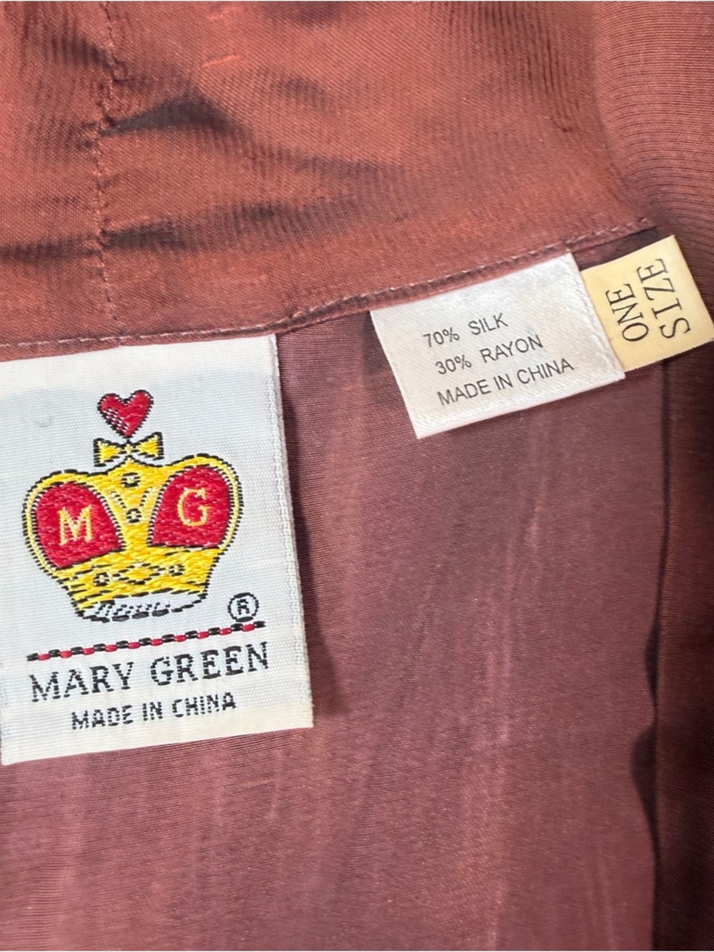 Vintage Mary Green Brown Iridescent Silk Blend Robe Women’s OS Dollette Romantic - Picture 8 of 8